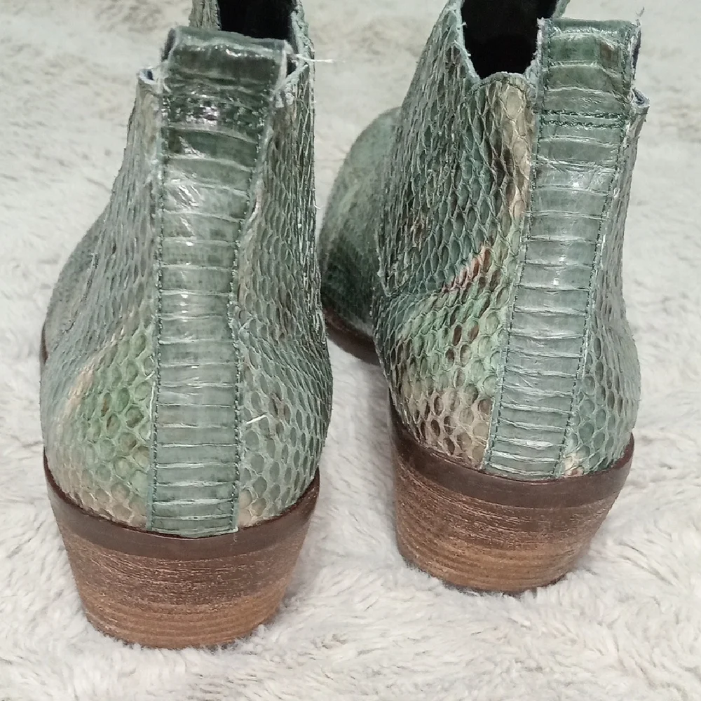 Vince Camuto Teal Snake Print Ankle Booties